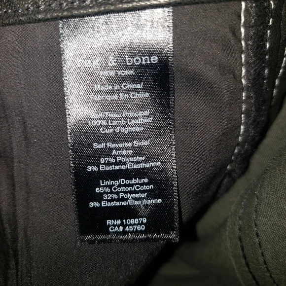 Rag & Bone Black Lamb Leather Cigarette Pants NWT!